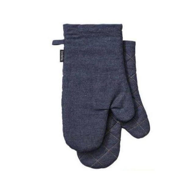 2PK Ladelle Oven Mitts Durable Cotton Heat Protection - Denim Blue