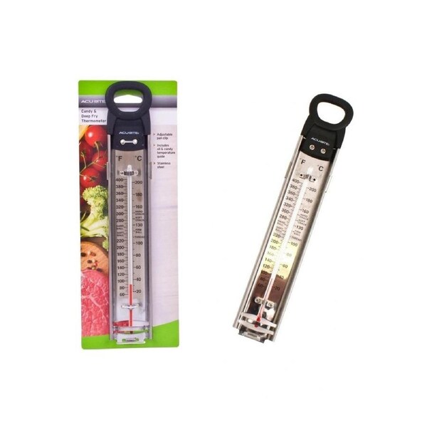 Acurite Kitchen Stainless Steel Candy & Deep Fry Thermometer with Pan Clip