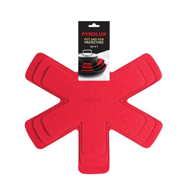 Set of 3 Pyrolux Cookware Flexible Non Stick Interior Pan Protectors-Red