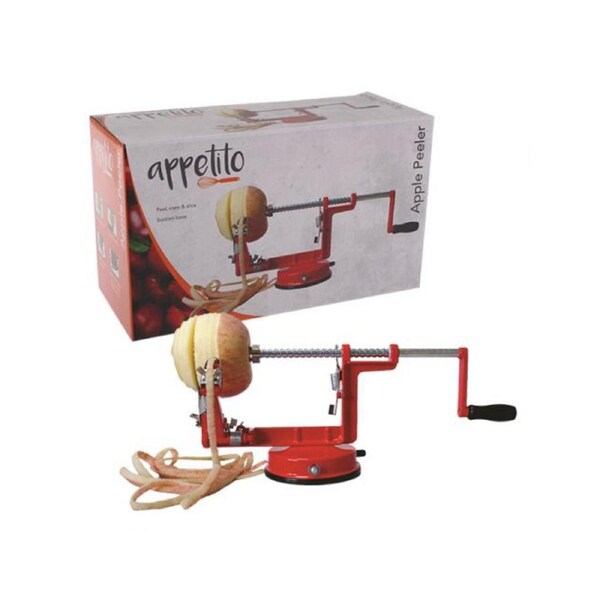 Appetito Apple Peeler & Corer Stainless Steel Blade with Suction Base-Red