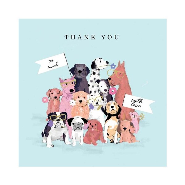 Hammond Gower Fancicles Thank You So Much Dog With Signs Notecard - 10x10cm