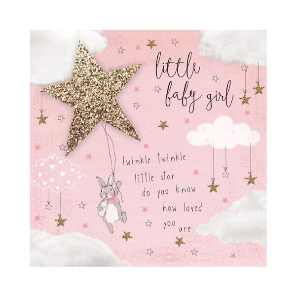 Hammond Gower Little Baby Girl Twinkle Twinkle Little Star Card - 16x16cm