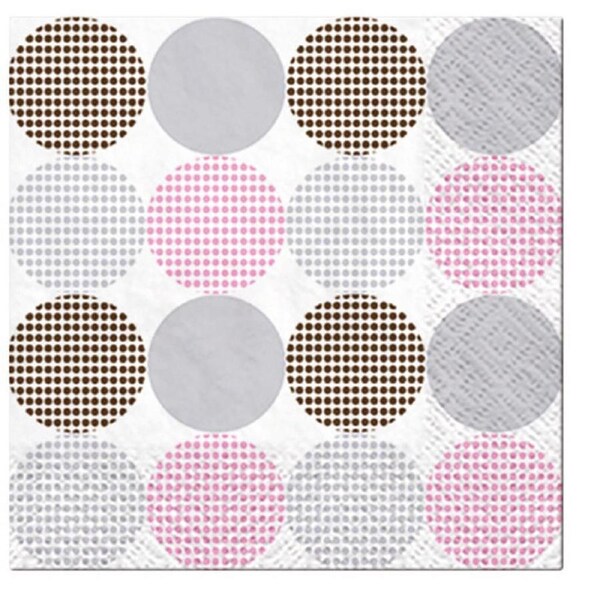 20pc Paw 3 Ply Lunch 33x33 cm Premium Paper Flexo Napkins - Dotsy Dots Rosa