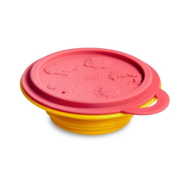Marcus & Marcus Collapsible Travel Bowl With Lid Marcus The Lion Cub - Red