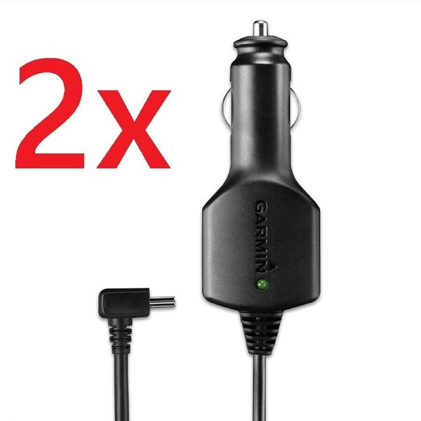 2x Garmin TA20 Mini USB Car Charger - Genuine 12V 2A Vehicle Power Cable Adapter for GPS - OEM Quality