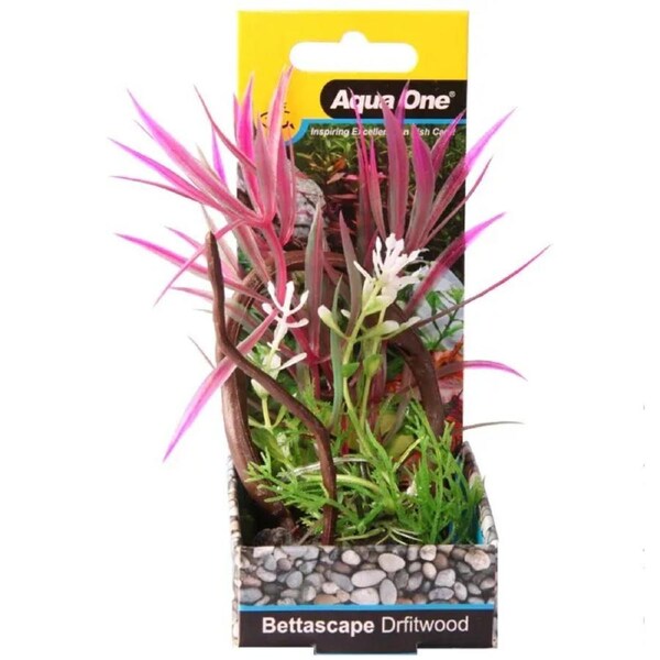 Aqua One Bettascape Spider Leaves On Driftwood Pink 28474