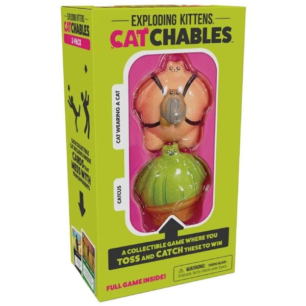 Exploding Kittens Catchables 2 Cat Wearing A Cat & Cactus Party Game