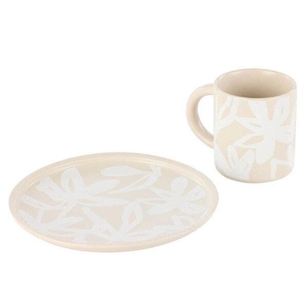 Leaf & Bean Freya Mug & Side Plate Set - White
