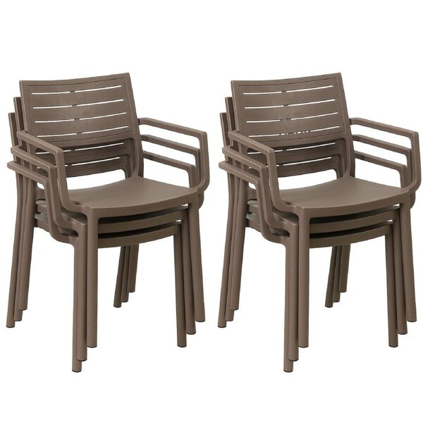Keter Metaline Metal Look Dining Chair : Cappuccino - 6 PACK