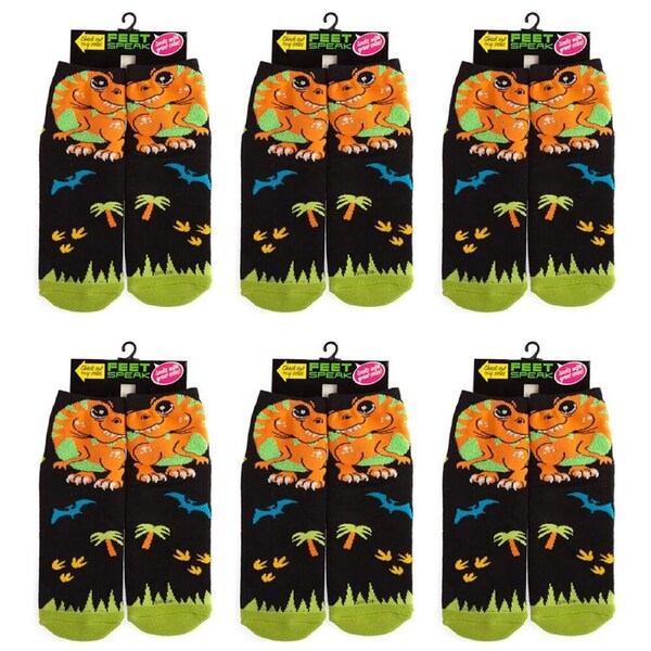 6PK Feet Speak T-Rex Ladies/Womens Casual Ankle/Crew Socks Cute-Printed One-Size