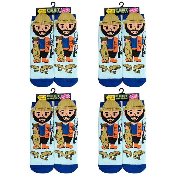 4PK Feet Speak Fisherman Women's Casual Ankle/Crew Socks Cute-Printed One-Size