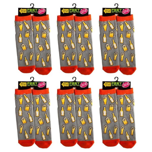 6PK Feet Speak Bring Beer Women's Casual Ankle/Crew Socks Cute-Printed One-Size