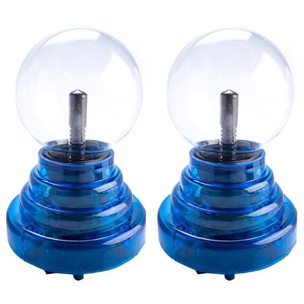 2PK MDI Plasma Ball Touch Lamp Home/Office Desk Night Light Decor 3in Blue Base