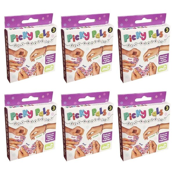 6PK MDI Picky Pals DIY Bracelet Kids Accessory Sensory Toy Craft Kit 3+ Assorted