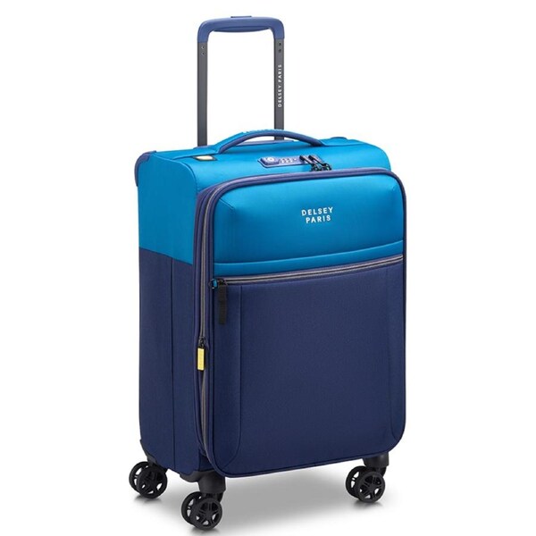 Delsey Paris Brochant 3 55cm Expandable Cabin Suitcase Ultramarine Blue