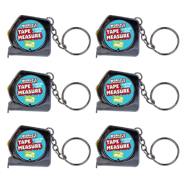 6PK Worlds Smallest Tape Measure Keychain Pocket-Size Kids/Children Toy 8y+