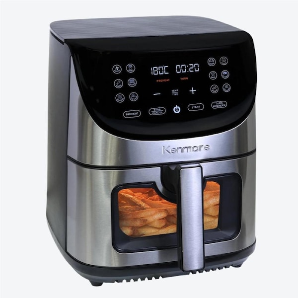 Kenmore 7.8 L Air Fryer, 1700W, 12 Preset Cooking Functions, Digital Touch Screen, Programmable Temperature & Timer, Stainless Steel