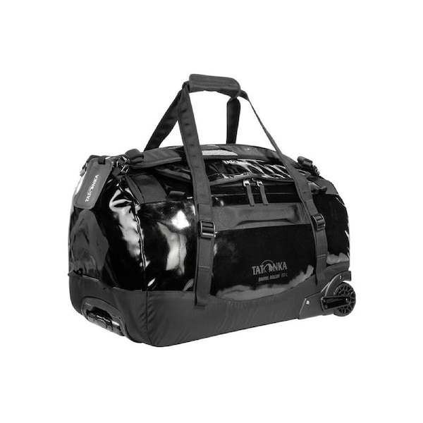 Tatonka Heavy Duty Nylon Barrel Roller M/60L Wheeled Outdoor Travel Black Gloss
