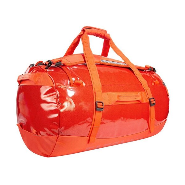 Tatonka Heavy Duty Nylon Barrel Duffel Outdoor Travel Bag M/65L Red Orange Gloss