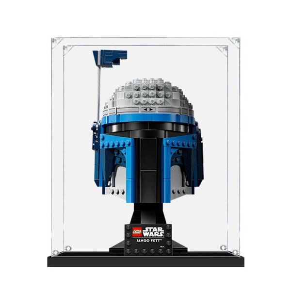 Acrylic Display Case for LEGO 75408 Star Wars Jango Fett Helmet Figure Storage Box Dust Proof Glue Free