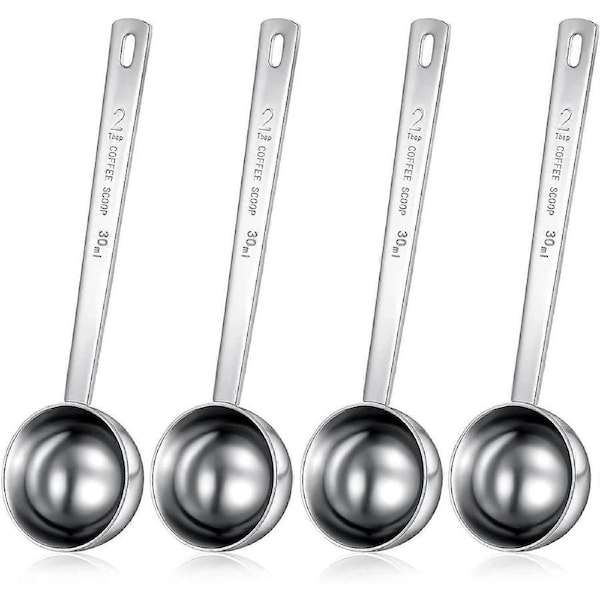 4 Pieces 30 ml Stainless Steel Coffee Scoops with Long Handle, 2 Tablespoon Long Handle Spoon