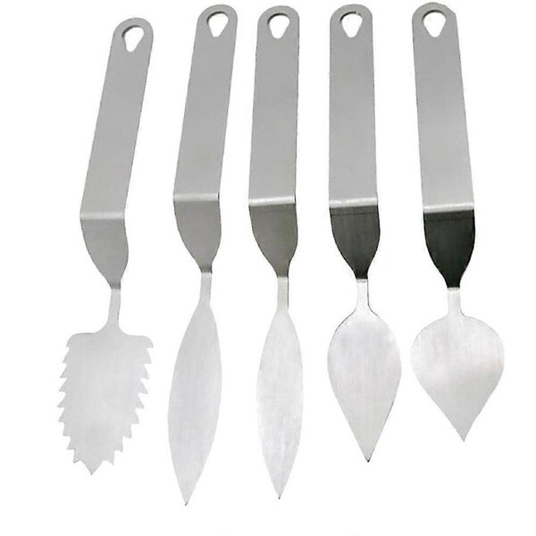 5pcs Chocolate Spatula Chocolate Molds Leaf Feather Cutter Mousse Cake Baking Tool (Small Feather + Big Feather + Round Leaf + Long Leaf + Toothed Lea