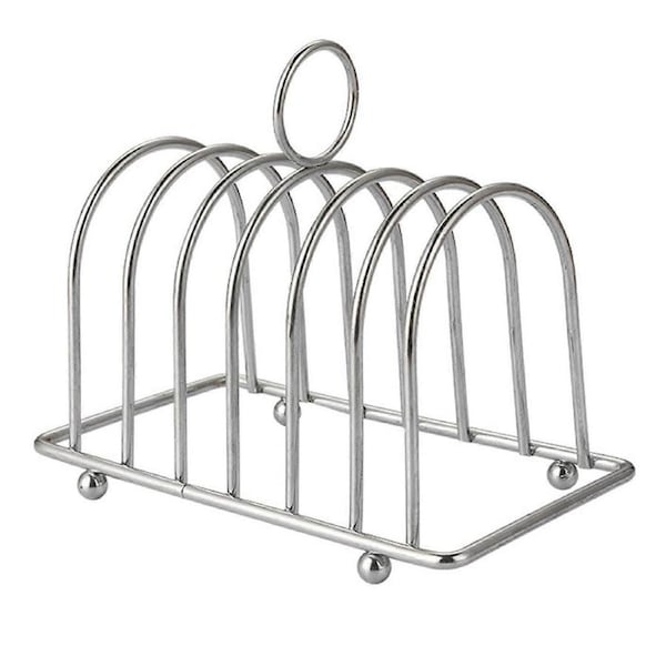 Bread Rack Non-deformable Loop Carry Handle Non-Stick Ball Feet Rust-free Stainless Steel 6 Slots Toast Bread Holder Bakery Supply QingHai