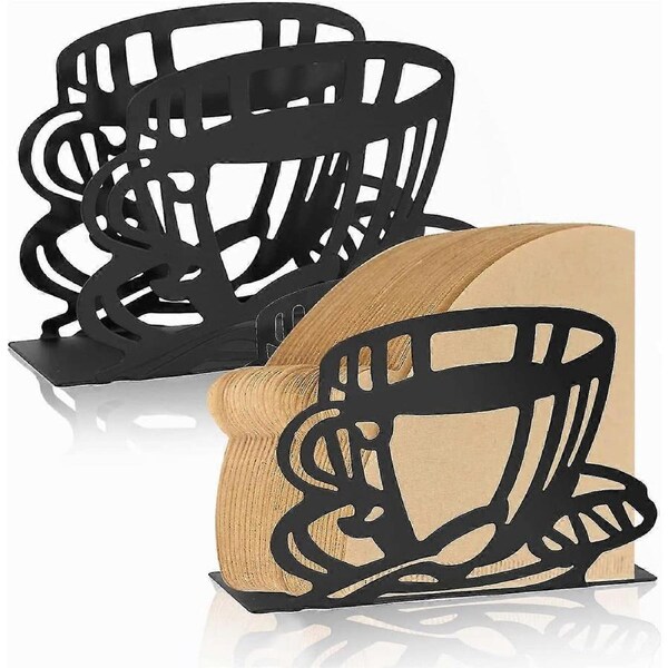 2 Pcs Coffee Filter Holder Metal Coffee Paper Stand Coffee Paper Storage Rack Coffee Paper Storage Container Dispenser Table Napkin Holder for Restaur