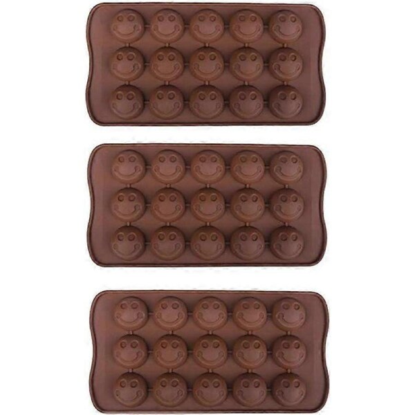 3 Pack X Smiley Face Emoji Ice Cube Chocolate Soap Tray Mold Silicone Party Maker