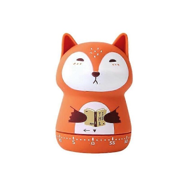 Mechanical Kitchen Timer, Cute Animal Timer for Kids Wind Up 60 Minutes Manual Countdown Timer for Classroom, Home, Study and Cooking (Orange Fox)