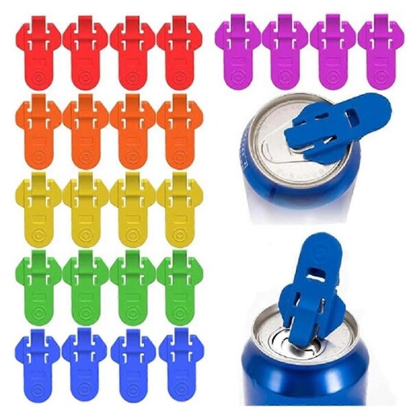 24 PCS Manual Easy Can Opener Colorful Drink Can Protector Cap Leakproof Top Ring Opener Tool for Cokes Beer Tab