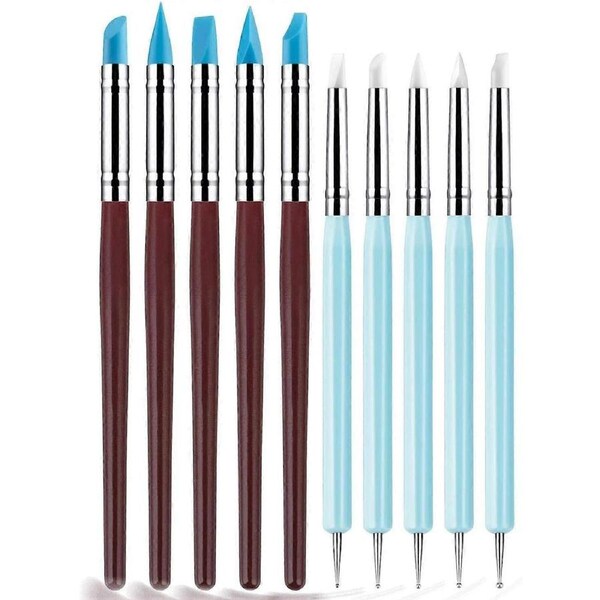 Silicone Clay Sculpting Tool - 10Pcs Modeling Dotting Tool for Pottery Craft, Rock, Nail, Blending, Drawing