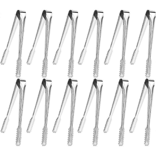 12 Pcs Candy Tongs, Icing Sugar Tongs, Stainless Tongs, For Ice Cream, Sugar, Cookie, Bar, Buffet, Grill Bar Kitchen And More-QH