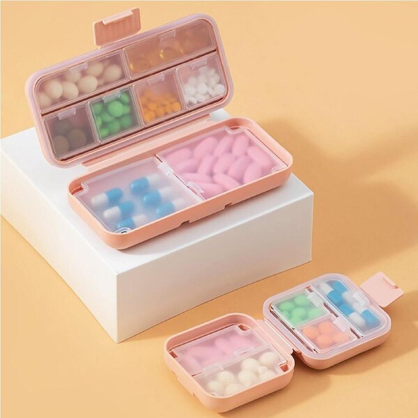 2Pcs Moisture Waterproof Pill Case Vitamin Pill Organizer Portable Pill Box
