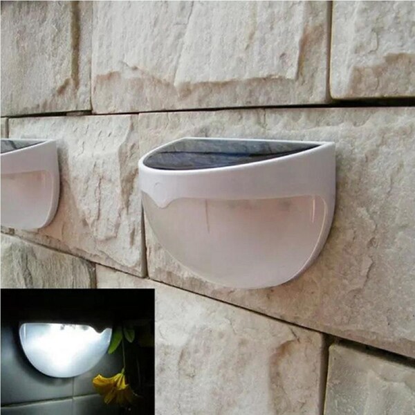 8 Pack 6LED Solar Fence Light Powered Outdoor Semi-Circle Wall Lights-white