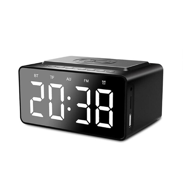 Three-in-One LED Alarm Clock Bluetooth Speaker with Wireless Charging
