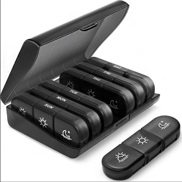 Weekly Pill Organizer 3 Times a Day, Portable Travel Pill Box 7 Day with Large Pill Containers
