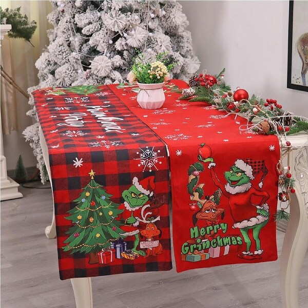 2 Pack Christmas Table Runner Dining Table Decoration for Home Party Decor