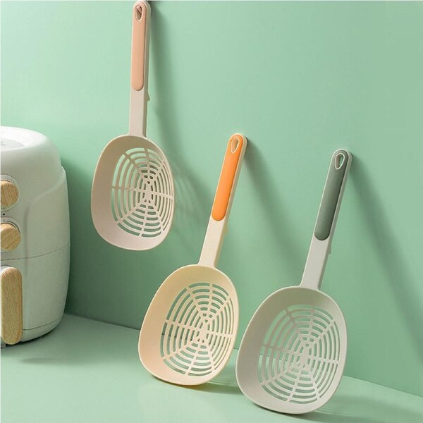 3 Pieces Strainer Scoop Colander Slotted Pasta Spoon Plastic Skimmer Spoon