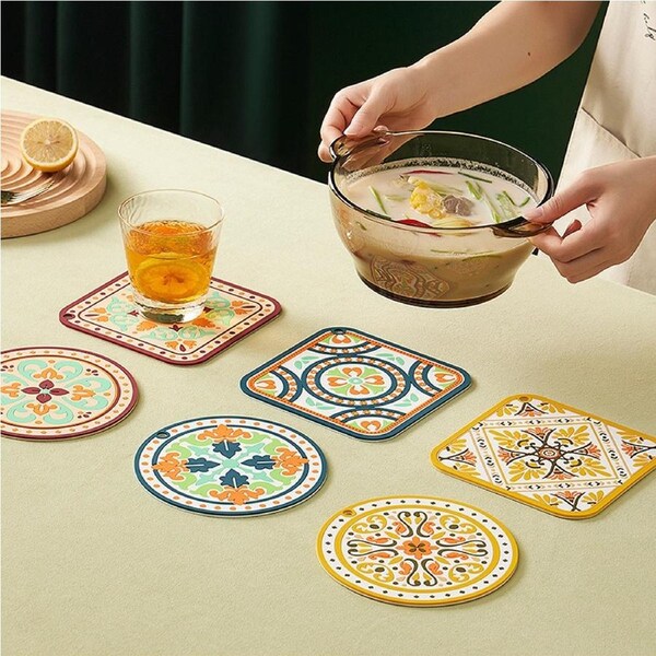 6 Pcs PVC Heat Resistant Pad Anti-Slip Coaster Insulation Placemat Table Pad