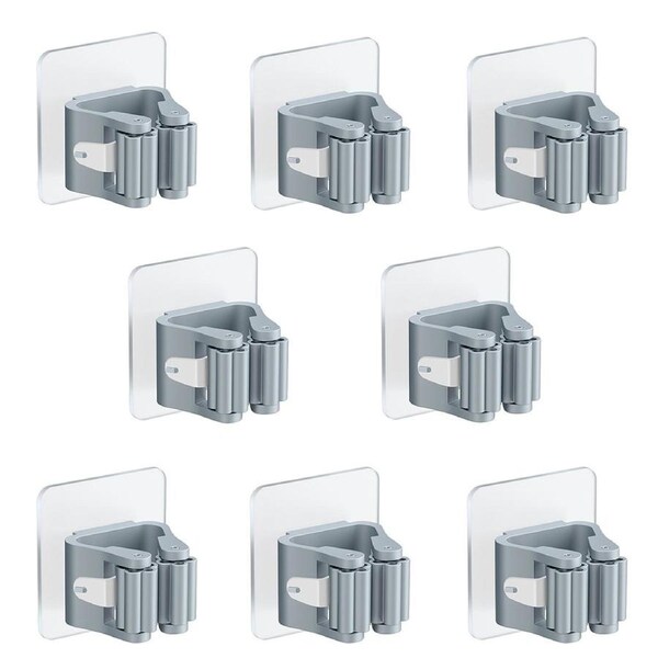 8Pcs Punch-Free Mop Clip Bathroom Storage Rack Kitchenware Storage Hook