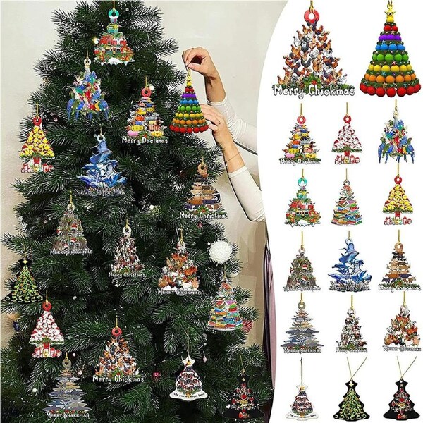 16Pcs Christmas Tree DIY Tag Ornaments Xmas Pendant Christmas Tree Hanging Tags