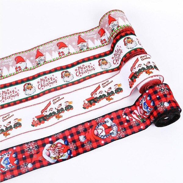 4 Pack 5m Christmas Ribbon DIY Ribbon Christmas Tree Decoration Color Bow Ribbon