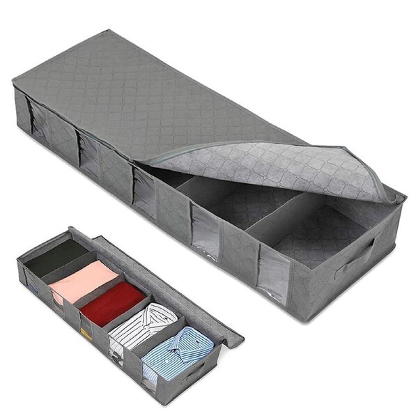 Non-Woven Under Bed Clothes Organizer Large Dividers Storage Bag