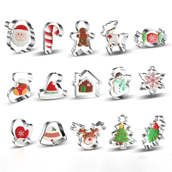 15 Pcs Christmas Shapes Cookie Cutters Cookie Moulds Baking Cutters Set
