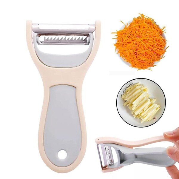2-in-1 Kitchen Multifunction Julienne Peeler Stainless Steel Serrated Shredder