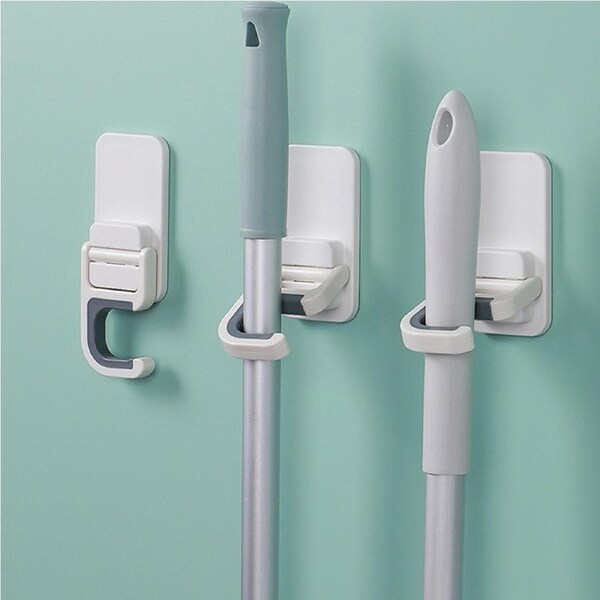 3Pcs Broom Mop Holder Wall Mount Multi-Purpose Hook