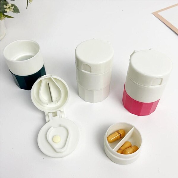 3Pcs Multifunction Portable 4 Layer Powder Pill Cutter Medicine Splitter Box