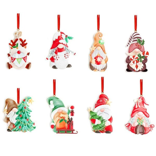 8 Pcs Christmas Pendant Christmas Tree Ornaments Elk Santa Christmas Ornaments