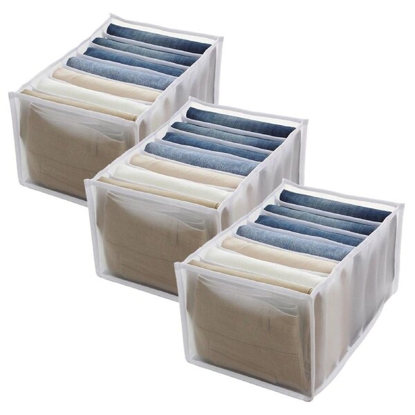 3 Pack Jeans Compartment Storage Box Closet Drawer Mesh Pants Storage